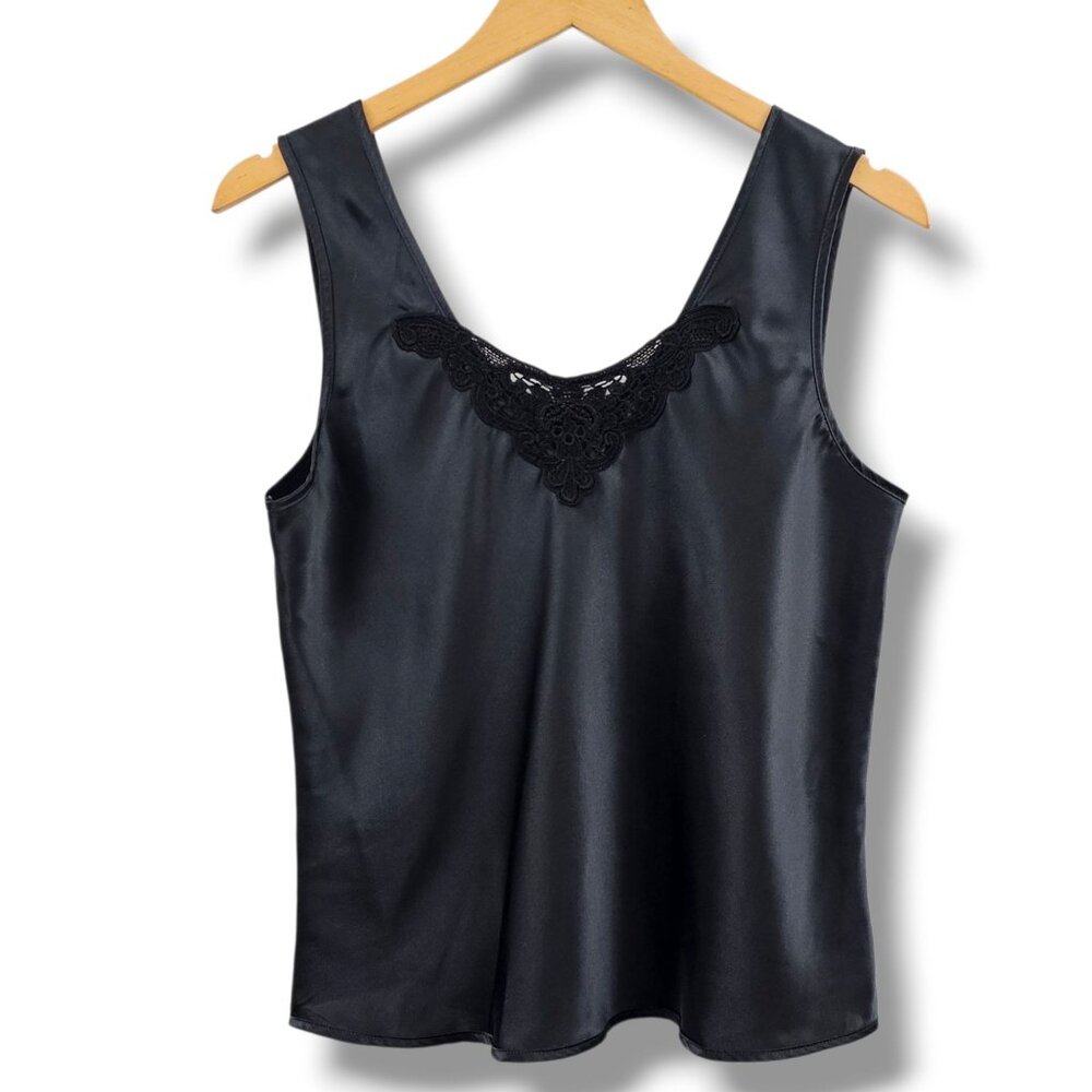 Escapades Black Sleeveless Tank Top M Lace Trim Sexy Whimsigoth‎ Fairygrunge